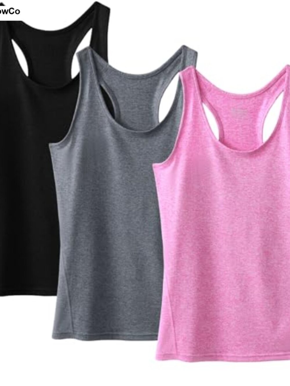 Women's 3 Pack Athletic Racerback Tank Tops Polyester Spandex Dry Fit Workout